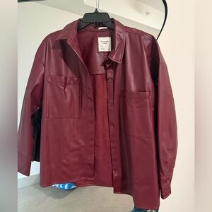 Abercrombie Faux Leather Burgundy Jacket